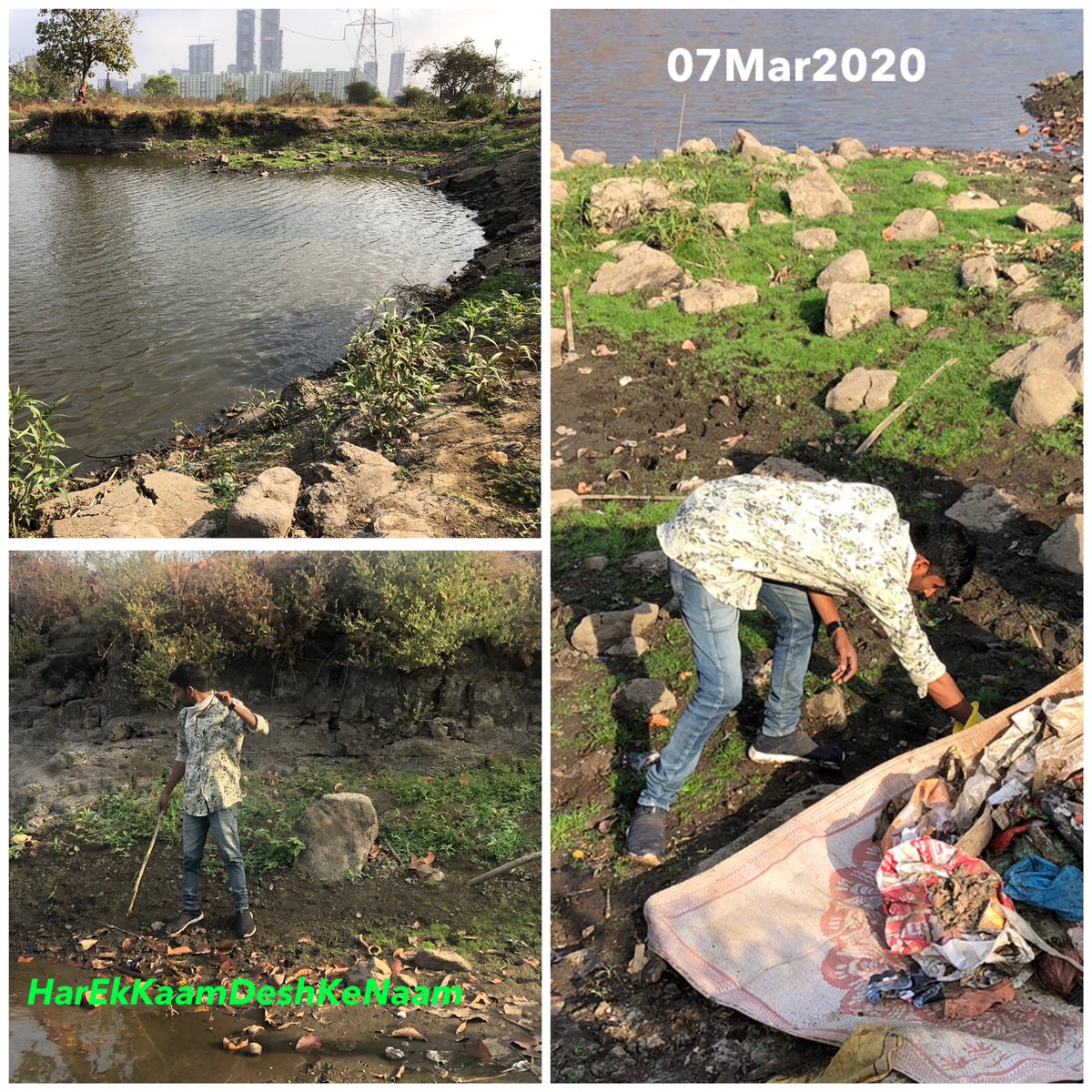 DK_Rise4Green's tweet photo. Date:07Mar20
#2Hrs4NationEveryDay
#HarEkKaamDeshKeNaam
#JanShakti4JalShakti
RoutineClean UpDrive on weekends to keep the lake surroundings #Green and #Clean.ATonnes load of plastics and Puja materialsRemoved @MinistryWCD @narendramodi @MySwachhMumbai
@SheetalMehta @C_P_Gurnani https://t.co/kqNfTySauT