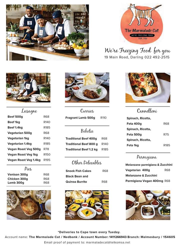 wcoast's tweet photo. RT @HelloDarlingZA: Darling the home away from home!
Visit The Marmalade Cat today for some delicious home cooked meals.
Only the best ingredients go into their food says proud owner and chef Sandy.
#frozengoodness #frozenmeals #darling #weskus #foodi… https://t.co/ujbBH0ooPT