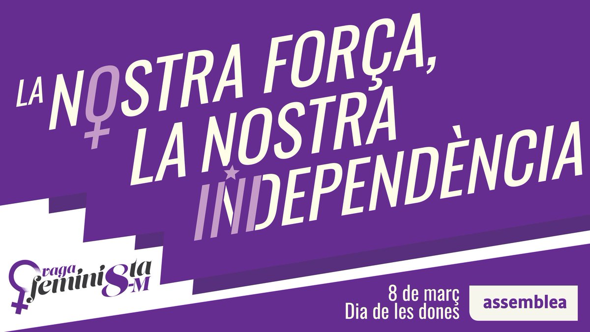 ⬛️⬜️ Només hi ha un futur possible: una República catalana, lliure i feminista. #VagaFeminista!

📢 El #8M, afegeix-te a les manifestacions que es faran arreu del país!

📍 A Barcelona, el punt de trobada d'<a href="/ANCDones/">🎗ANCDones</a> serà Gran Via amb Aribau a les 16.30 h 

#ObjectiuIndependència