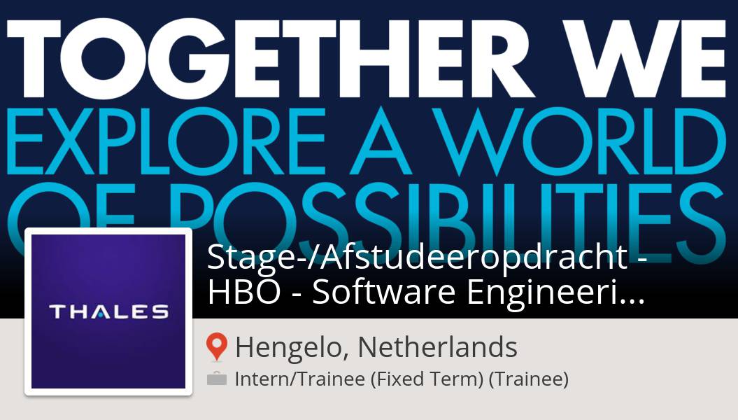 Stage-/Afstudeeropdracht - HBO - #Software Engineering, Embedded #Systems. Enhance excision VOIP application in VR. (#HengeloNetherlands) workfor.us/thales/t7o6 #internship
