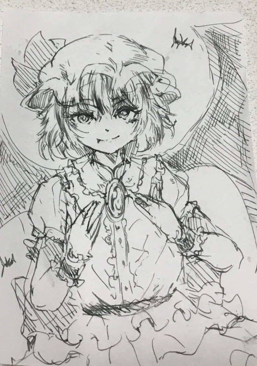 業務中の隙を見つけて描いたレミリア 
