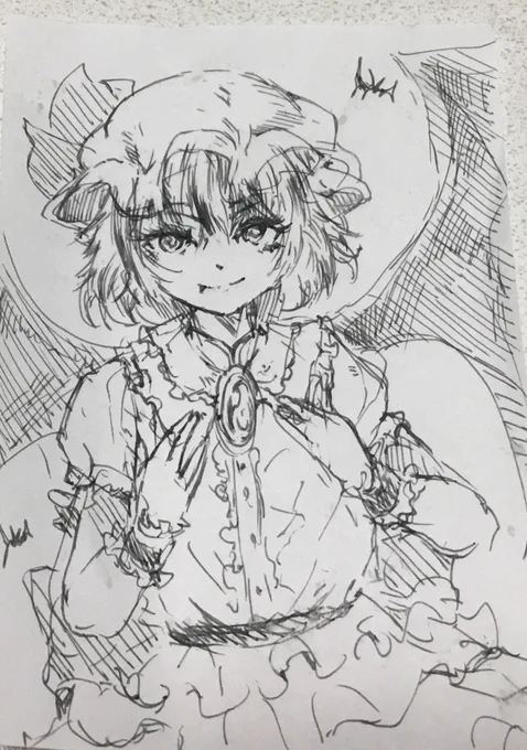 業務中の隙を見つけて描いたレミリア 