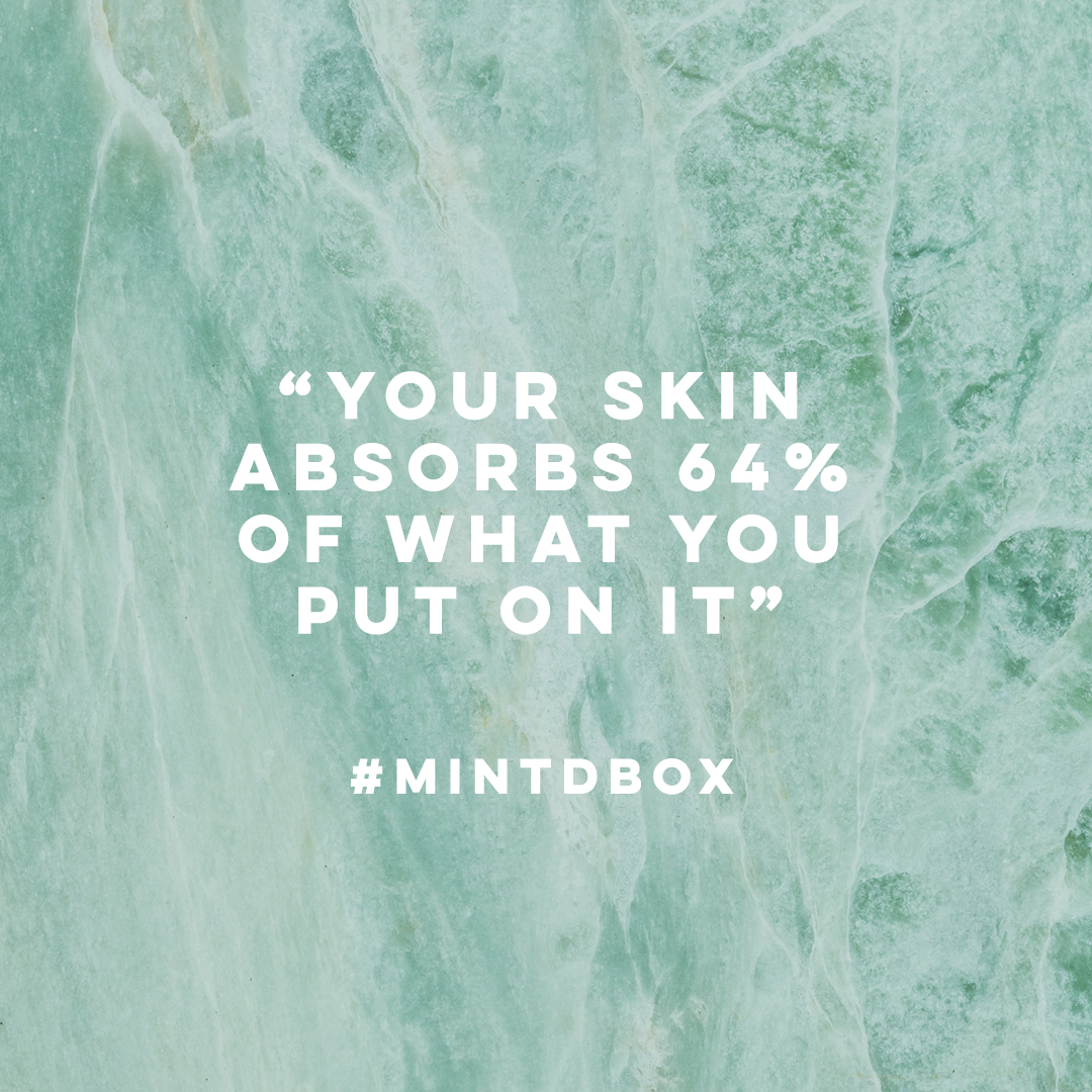 “Your skin absorbs 64% of what you put on it” - Choose your skincare wisely 🌿✨ #MintdBox #CleanSkincare #CleanBeauty