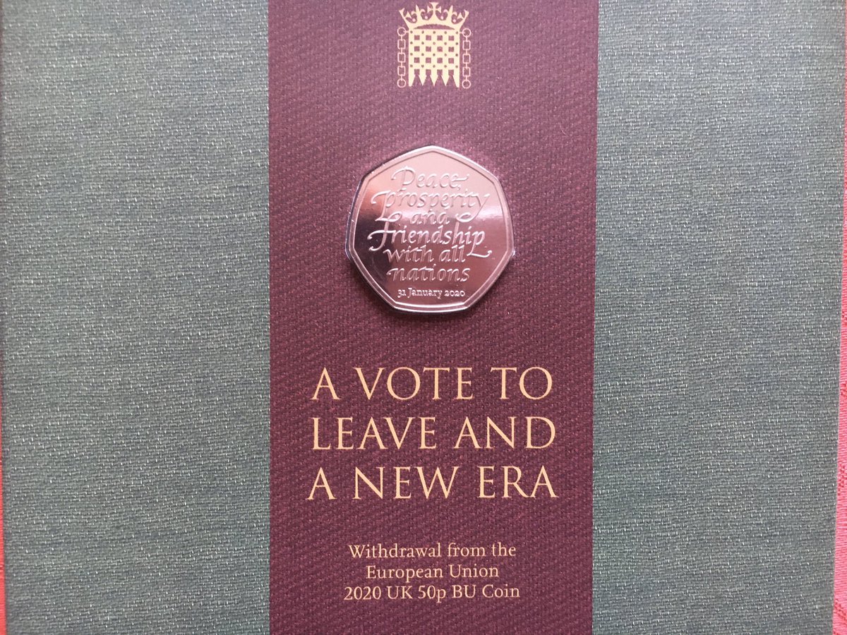 KevMonynys's tweet photo. Just had delivery of the official Royal Mint uncirculated Brexit 50p coin. #Brexit50p #BrexitCoin https://t.co/q9GEhrdjIu