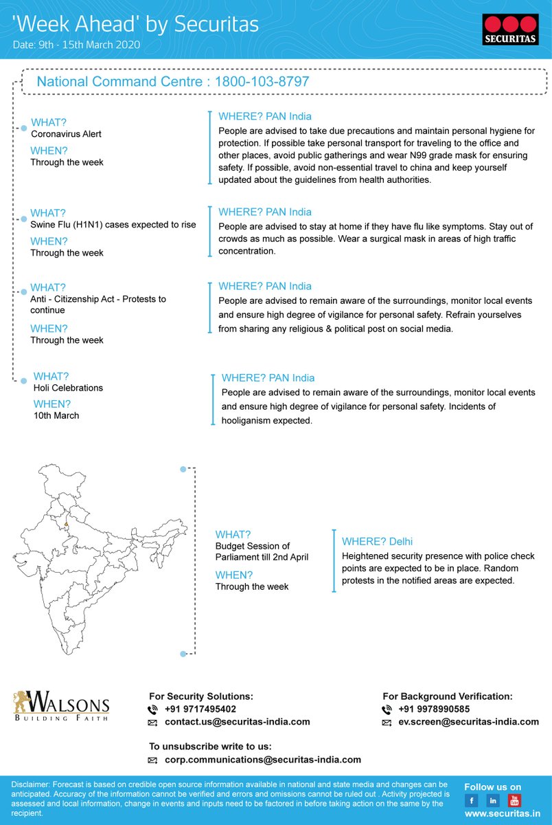 'Week ahead' by Securitas
#Securitasindia #safety #security #riskmanagement