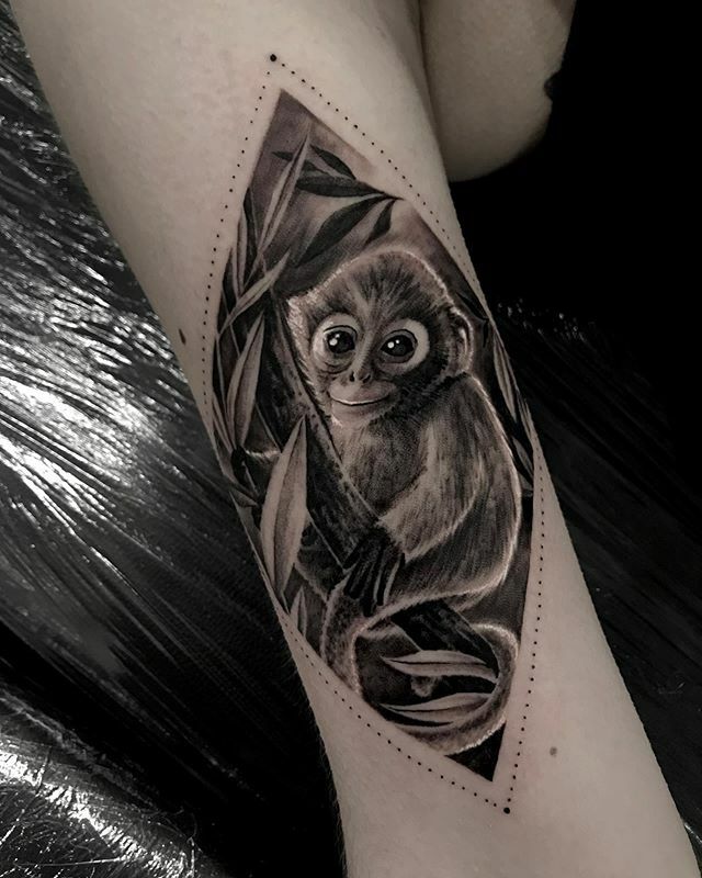 Rrrrremy's tweet photo. 🐒 Mornin!🐒 Just found this lil baby monkey I made from last year 🙈 Latest addition for lovely Rebecca 🖤 
Thanks for being such a lovely person to work with and on, hopefully see you soon! 
Happy weekend folks 🙈🙉🙊 .
.
.
Done at @atelierfour 
#tattoo #babymonkey #monkeytat… https://t.co/K81Dc4RuLb