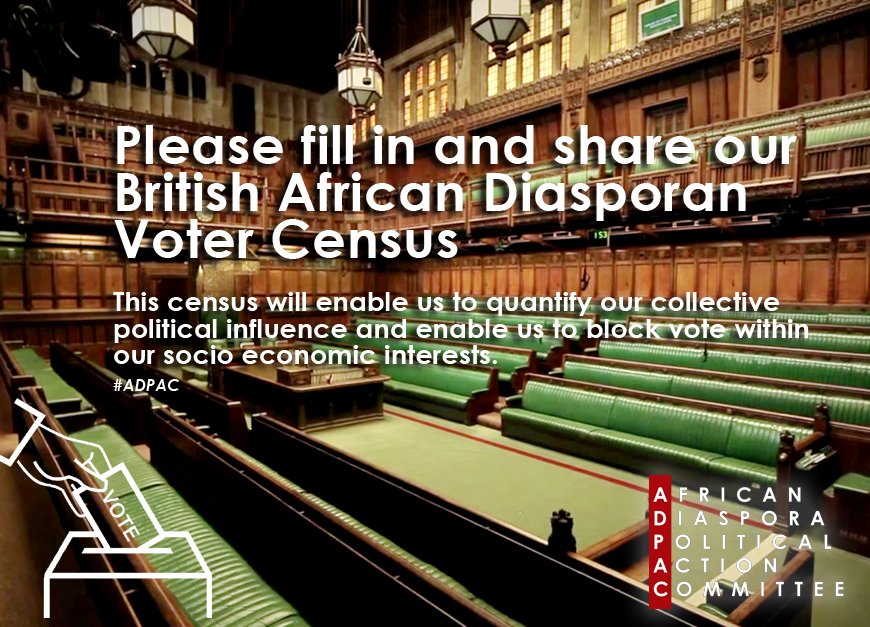 ADPAC6's tweet photo. #ReTweet 
Please fill in the ADPAC African Diaspoaran voter census and enable us to quantify our national political influence by borough and county.

https://t.co/qD9LikC3kd

#WeHavePower https://t.co/ISnmoGvsv7