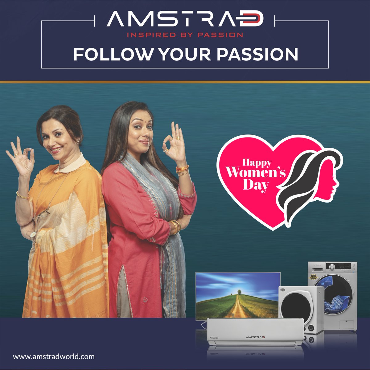 Amstrad_India's tweet photo. Women are always a source of inspiration for the family and the society. Happy Women's Day to you!
#Amstrad #NextGenerationAirConditioner #AirConditioner #OfficialAndroidLEDTV #WashingMachine https://t.co/pZyevuLdQw