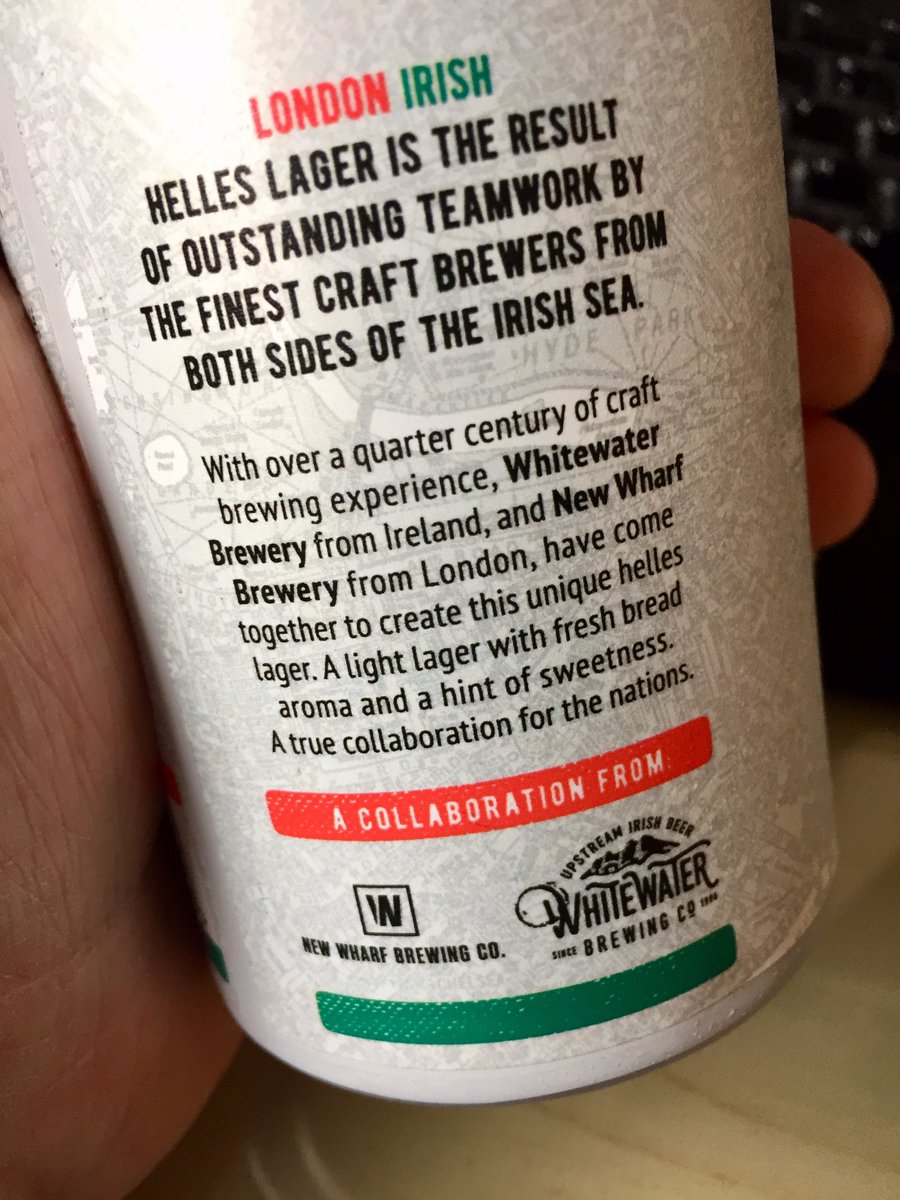 Mike_BWHDrinks's tweet photo. Warming Up for #StPatricksDay  
Craicingly Good! 
LONDON IRISH HELLES LAGER 4.2% 
#Helles #lager #craftbeer #keg #can #LondonIrish @NewWharfBrewing @Whitewaterbeer @BWHDrinks https://t.co/izpZCyGSzt