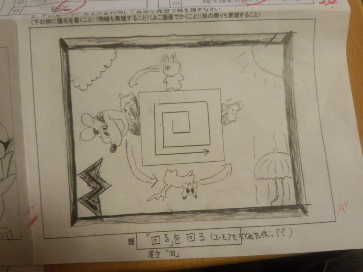 うらい こうき 中学の頃の美術のテストが出てきて 自分の発想力にびっくりした