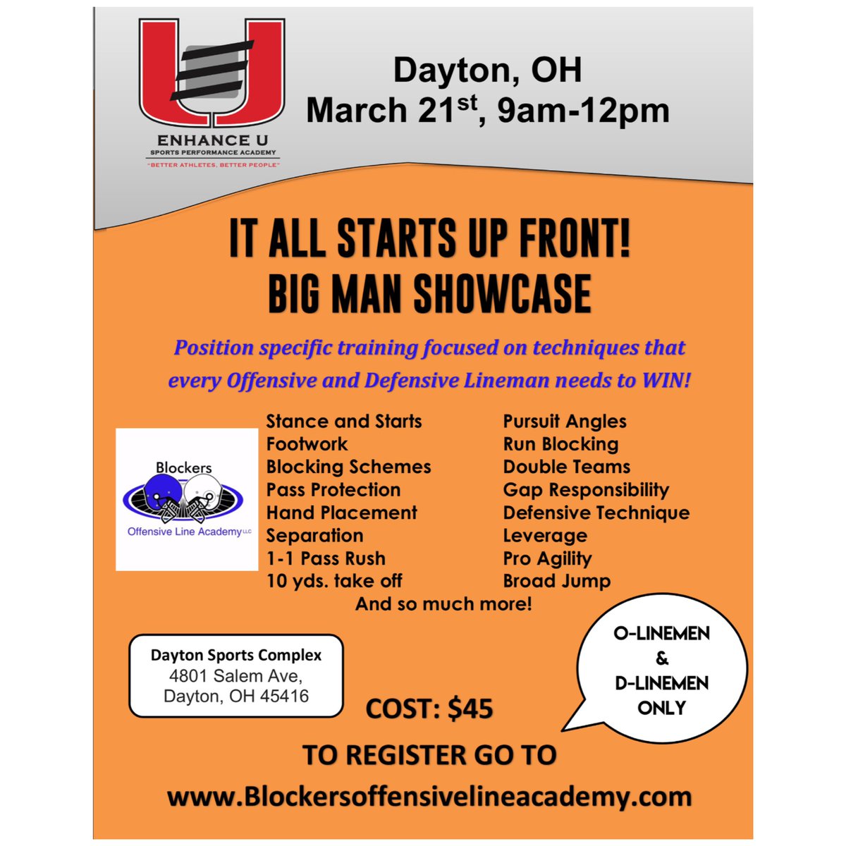 ‼️🚨today is your last day to register for the Big Man Showcase. Don’t miss your chance to compete and get those ⭐️⭐️⭐️⭐️⭐️ blockersoffensivelineacademy.com ‼️🚨👀🏈