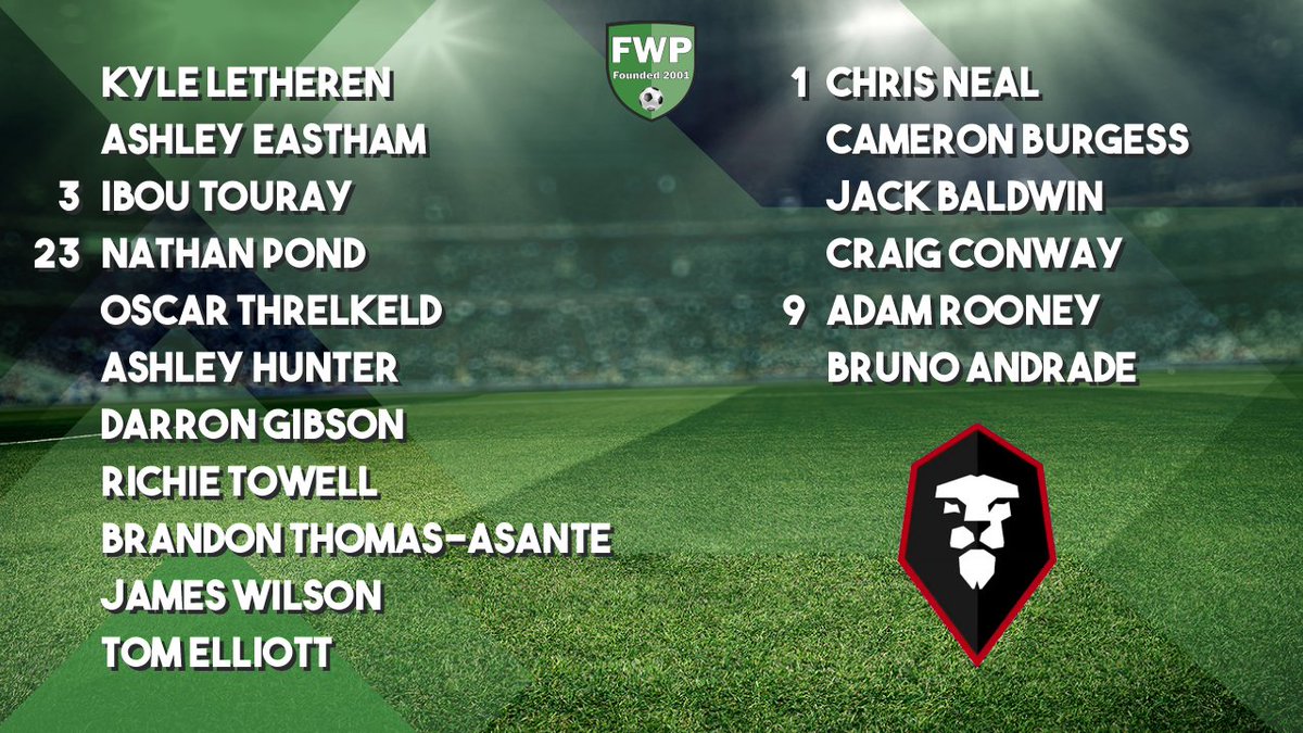 FWPSalfordCity's tweet photo. @FWPSALFORDCITY: Letheren Eastham Touray Pond Threlkeld Hunter Gibson Towell Thomas-Asante Wilson Elliott; SUBS: Neal Burgess Baldwin Conway Rooney Andrade https://t.co/enjOWRgMFQ https://t.co/NZ1haRWy3G