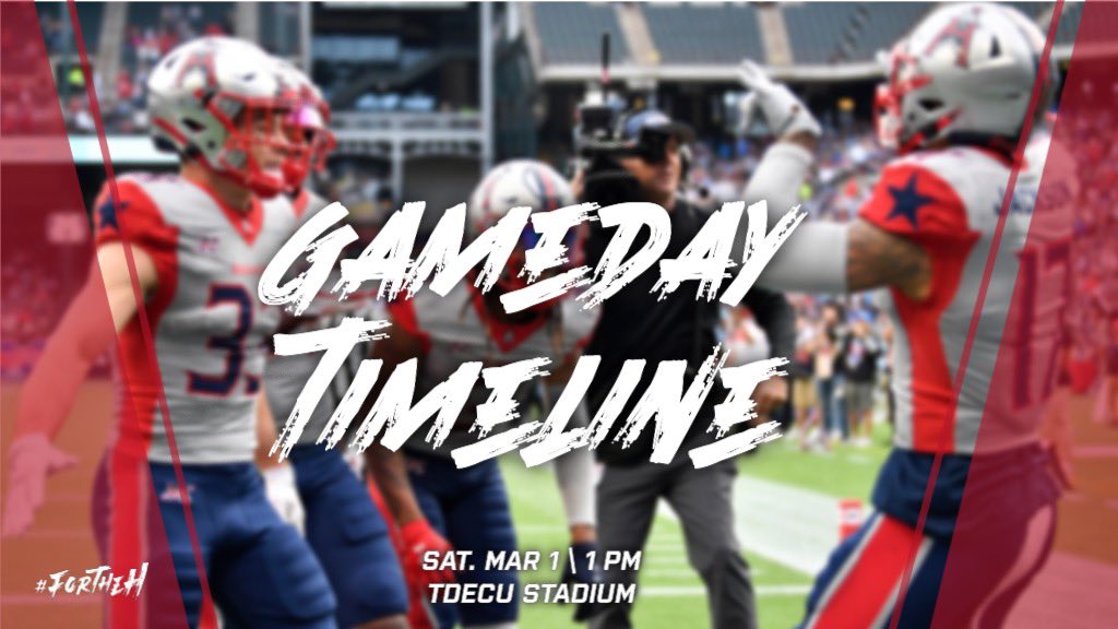 UFLGamblers's tweet photo. Important Times for Gameday:

9:00 AM - Tailgate lots open 
10:00 AM - Fan Fest begins 
11:30 AM - Gates open 
1:00 PM - Kickoff  

See you soon! #ForTheH 🤘 https://t.co/PR45k2rbJH