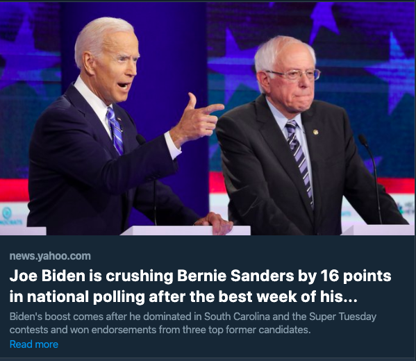 mayersolopiano's tweet photo. Is it me, or does the headline "crushing" seem a bit overkill when describing a lead of 16 points in a race of 1000+ delegates? 🤔 #delegatecount https://t.co/kfS86srG37