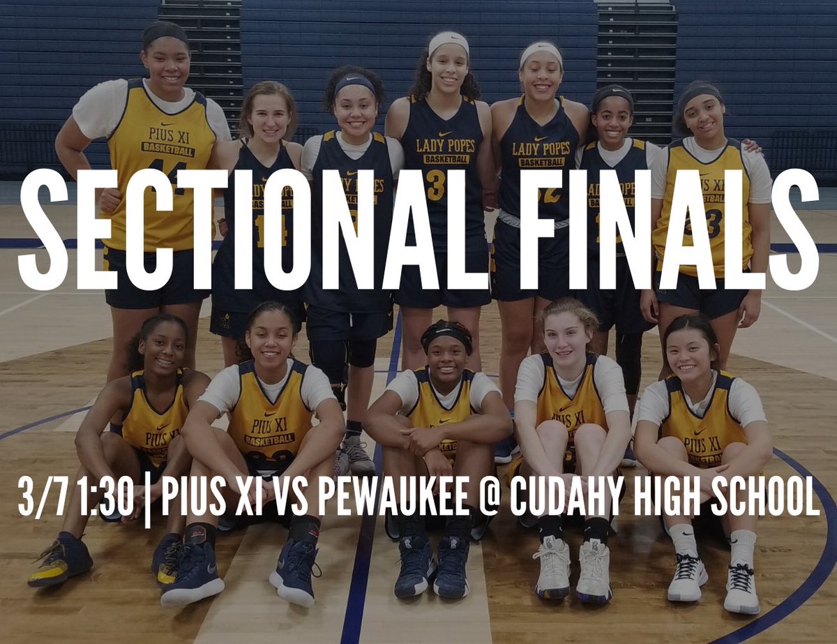 PXI_Athletics's tweet photo. Good Luck to our Pius XI Lady Popes as they compete in the Sectional Finals today.  #letspackthestands #wearethemightypopes #piusxipride https://t.co/ZRlfaWitSs