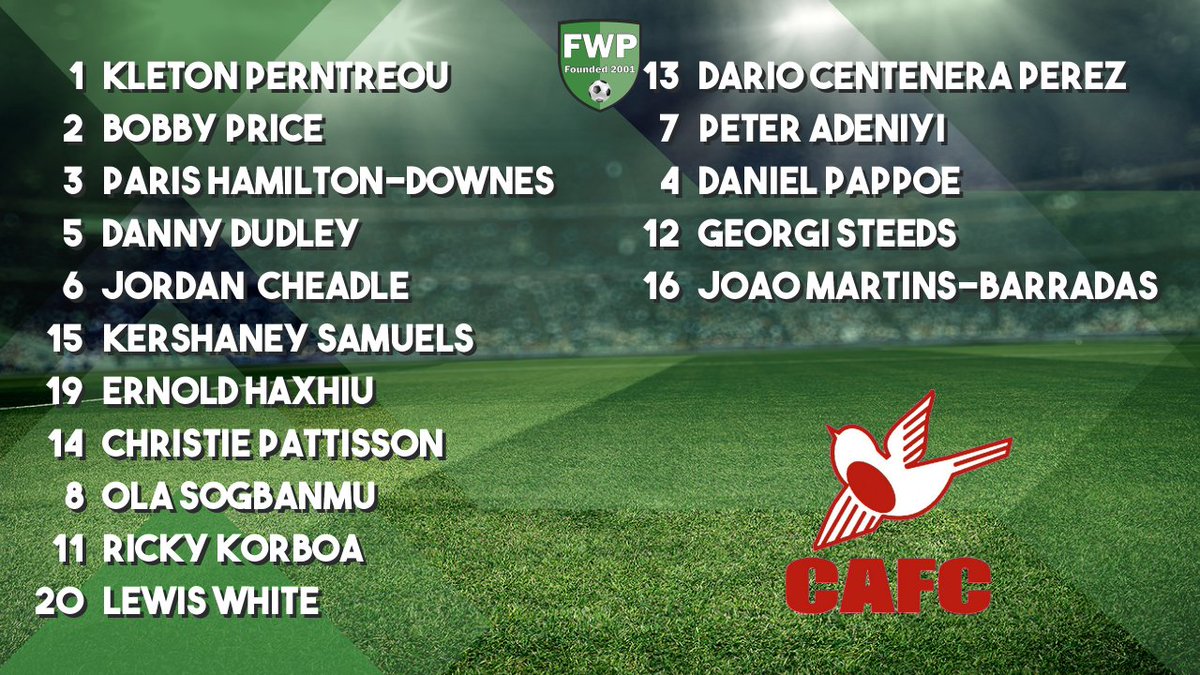 FWPCarshaltonA's tweet photo. @FWPCARSHALTONA: Perntreou Price Hamilton-Downes Dudley Cheadle Samuels Haxhiu Pattisson Sogbanmu Korboa White; SUBS: Perez Adeniyi Pappoe Steeds Martins-Barradas https://t.co/TGZ48de2WJ https://t.co/HxLGXLzIF4