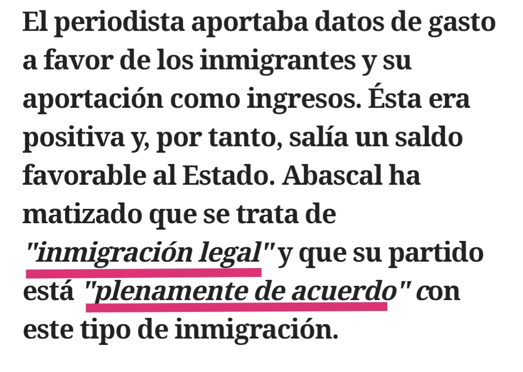 ⛔ BULO de <a href="/RubenSanchezTW/">Rubén Sánchez</a> y <a href="/protestona1/">Protestona ۞</a>. "Así se deja en evidencia al fascismo".

❌ FALSO: El vídeo está manipulado, omitiendo la respuesta de <a href="/Santi_ABASCAL/">Santiago Abascal 🇪🇸</a>, que se mostraba a favor de la inmigración legal.
Adjuntamos vídeo de la entrevista completa:
youtu.be/hu6sv-lY1cQ
