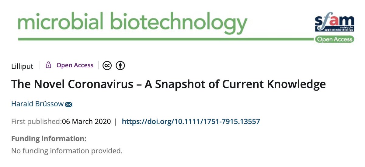 Harald's latest Lilliput, this time on Coronavirus. Everything you wanted to know about SARS-CoV-2 encapsulated in 4 and a bit pages: sfamjournals.onlinelibrary.wiley.com/doi/epdf/10.11…