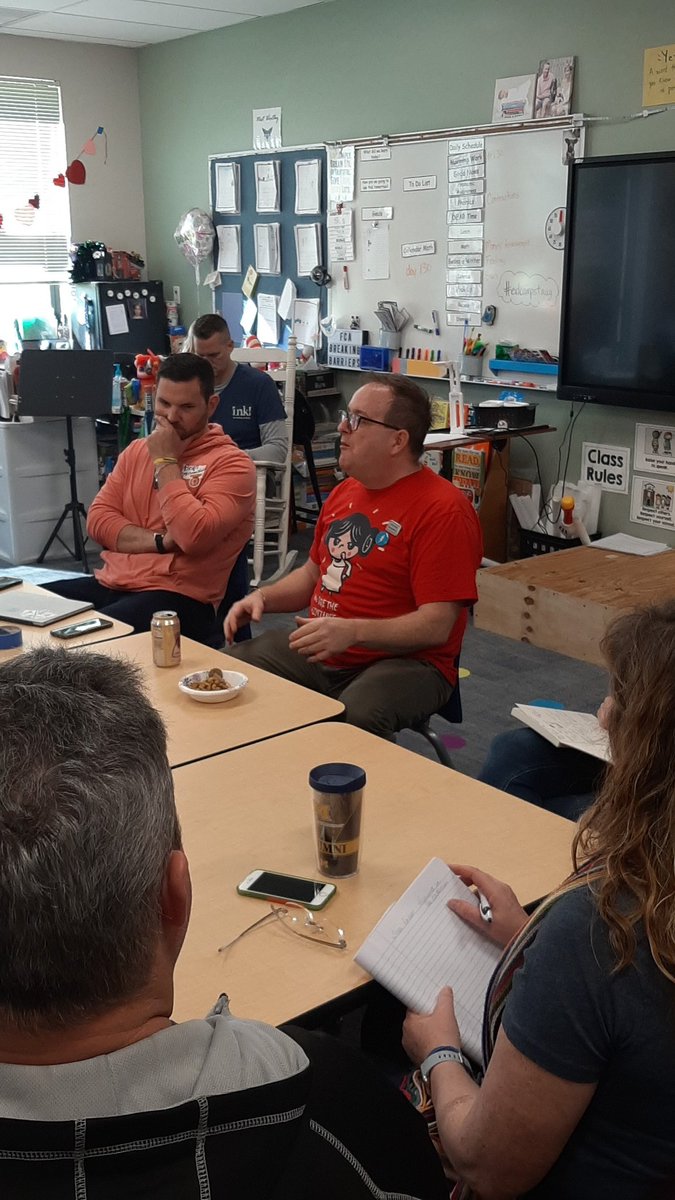 MrOLibraryMan's tweet photo. @MagicPantsJones talking student happiness at @EdCampStAug #edcampstaug https://t.co/kgFCD9ZyT2