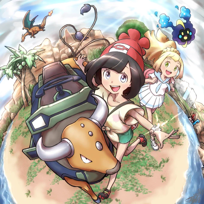 サンムーン!
#ポケモン #ポケモンSM #ミヅキ #リーリエ #リザードン #ラプラス #ケンタロス #コスモッグ #イラスト #FANART 