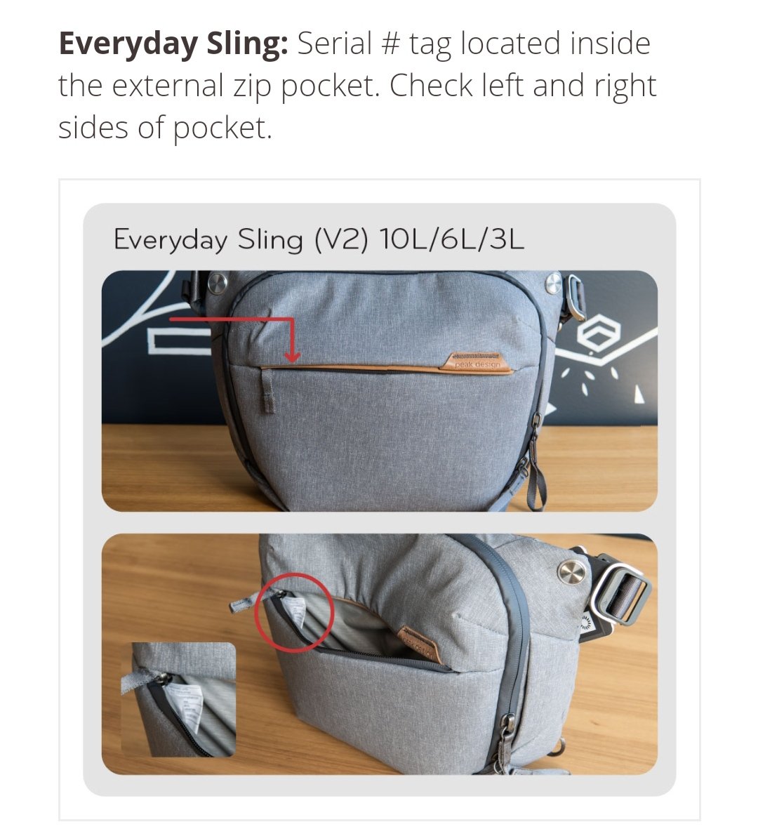 tuwitku's tweet photo. @peakdesignltd On 3L sling bag, it is impossible to grab out and view/read the serial number. Did you ever try/test to read the serial number on 3L bag during product development???

So, now, how to register my bag since I cannot get the SN? https://t.co/F0OJt8L3Y7