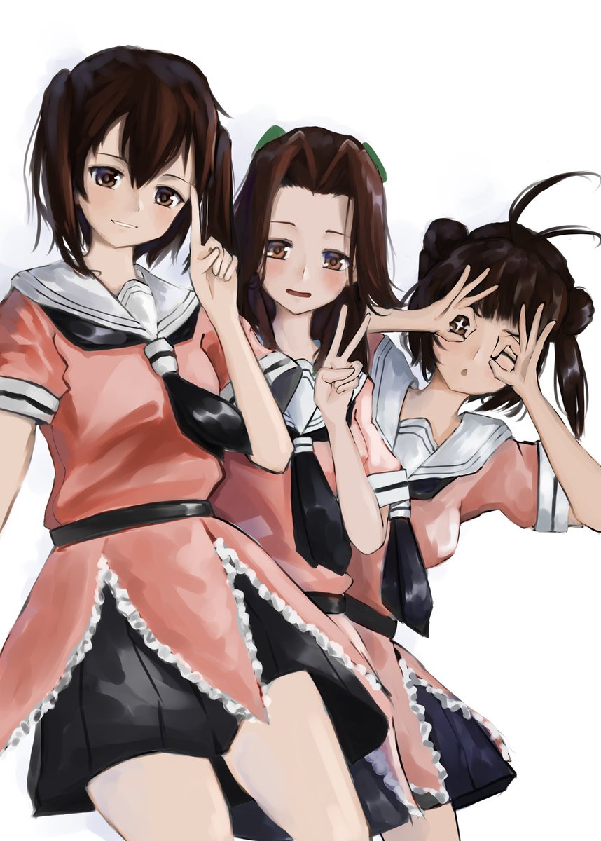 神通(艦これ) ,那珂(艦これ) ,川内(艦これ) 「#川内流し
#神通流し
#那珂流し 
集合絵しかないん。許して欲しいん。 」|73すけのイラスト