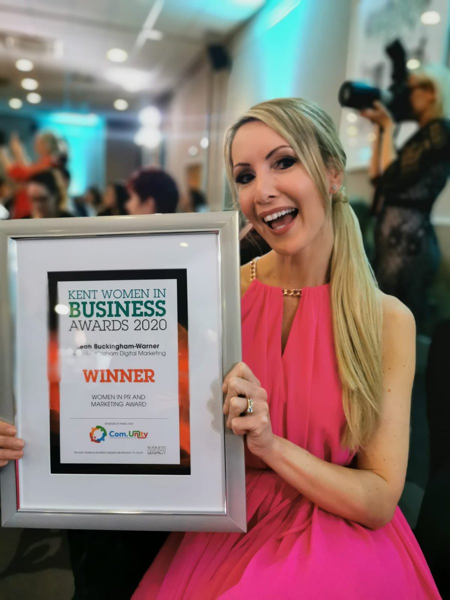 Wow! What an amazing evening last night! Winning the award for Women in PR and Marketing at <a href="/Kwib_Awards/">Kwib_Awards</a> really means the world to me and I’m so grateful! Thank you to everyone who has supported me &amp; my business to date &amp; for all the kind words last night! 🏆🎉😃 #businessawards