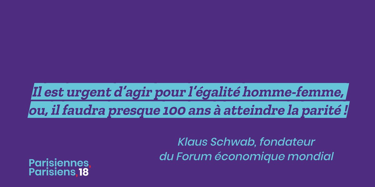 heladaboussi's tweet photo. “Il est urgent d’agir pour l’#EgaliteFH ou, il faudra presque 100 ans à atteindre la #parite !“ Klaus Schwab
.
#ParisiennesParisiens #heledaboussi #WomensDay #Diversity #feminisme #Equality #Mars8 #8Mars #weforum #KlausSchwab #noustoutes #paris18 https://t.co/UMaUBYSAjF