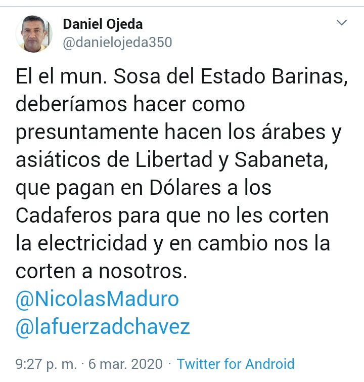 Árabes y Chinos saben que al que tiene dólares no le faltan los servicios camarada @danielojeda350

Pero a usted con el piche bono del carnet, le sale iluminarse con velas y espantar la plaga con la chancleta.

Y gritar 'ESTAMOS VENCIENDO'