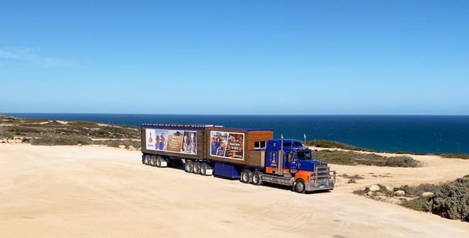EdkinsPhilip's tweet photo. The #RaboTruck is heading West! Keep an eye out for it as it travels to #Yealering before heading south to #Esperance  @RabobankAU https://t.co/5b2hU7eqam