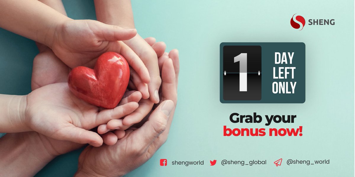 sheng_global's tweet photo. Sheng World IEO Round 1 is ending in one day. Don't miss your only chance to get 53% Bonus on purchasing Sheng Token.
Get your bonus now at https://t.co/mRzSdhkf1J
#ShengWorld #ShengToken #ShenIEO #IEO #Cryptocurrency #BestIEO #topcrypto #cryptoinvestment https://t.co/ozOEDODXSq