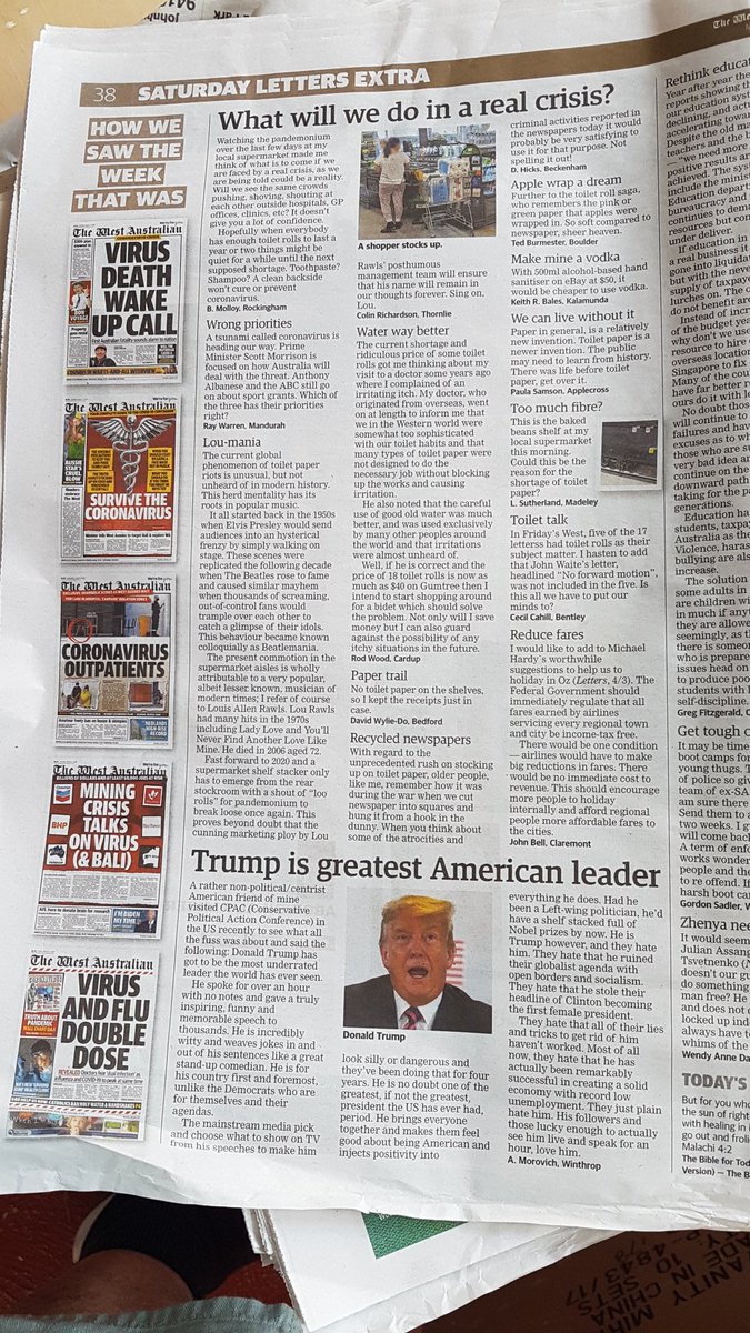 firerywayne's tweet photo. @realDonaldTrump 
Mr President I thought you may like to see this from a Western Australian newspaper. I apologise for fuzziness https://t.co/Myo3tA86uS