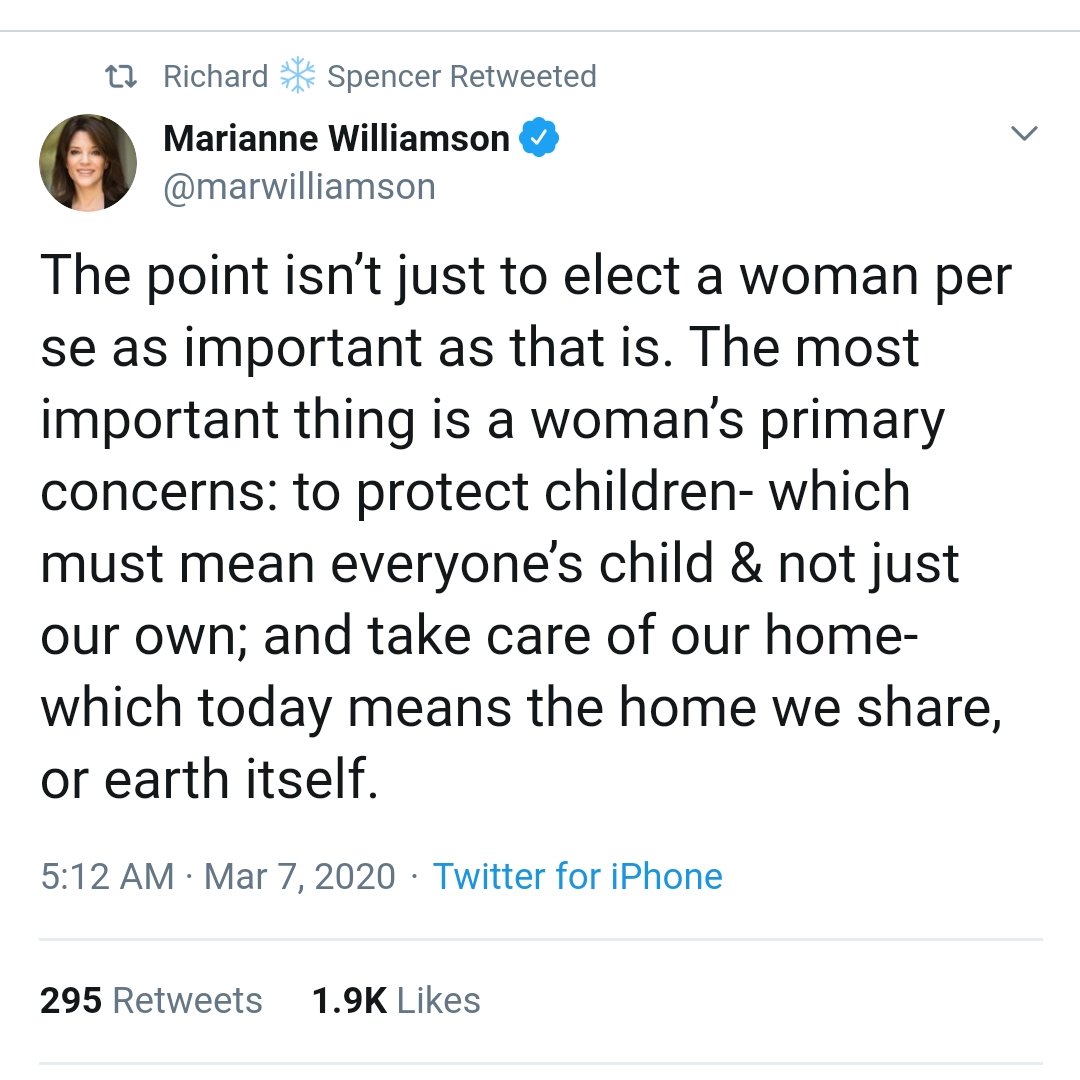 ForduyN's tweet photo. That timeline where Richard Spencer retweets Marianne Williamson. https://t.co/sGZuNqar3C