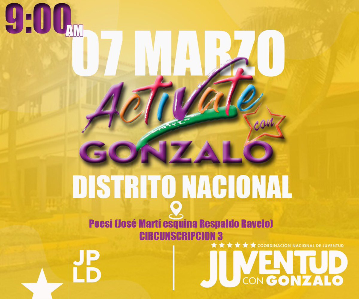 deyvy_santana's tweet photo. Hoy // #ActivateConGonzalo #Circ3DN 9:00am @Gonzalo2020RD @GonzaloJuventud https://t.co/5B5T3BK5ru