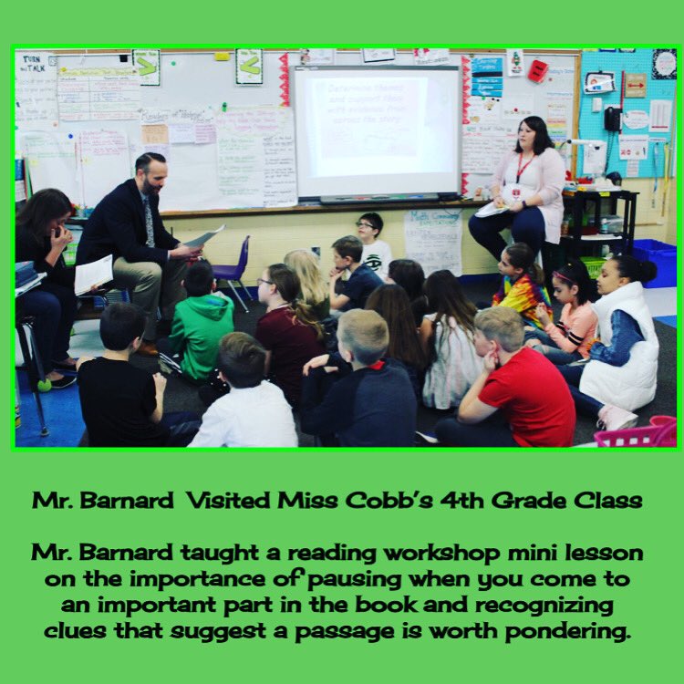 Miss_Cobb_PM's tweet photo. Our principal came in to teach a RW mini lesson this week. I love the example that this set. He truly modeled  being a risk taker! The kids really understood that in his role, he usually doesn’t teach content, and they loved seeing him walk into my shoes. Thanks Mr. Barnard!  👏 https://t.co/pNCLTLGozp