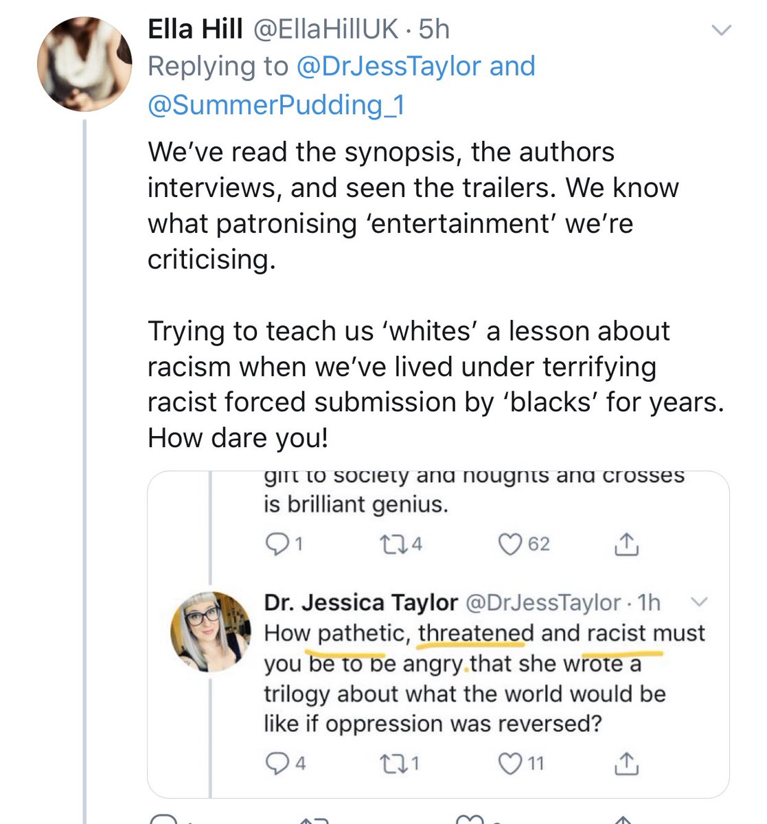 Her behaviour on twitter is highly disturbing to many survivors, she tries to hide her racism with her manipulation but it's v obvious. Anyone who calls her out, including other survivors of CSA & CSE gets accused of bullying, or piled on by her depraved trolls.35/