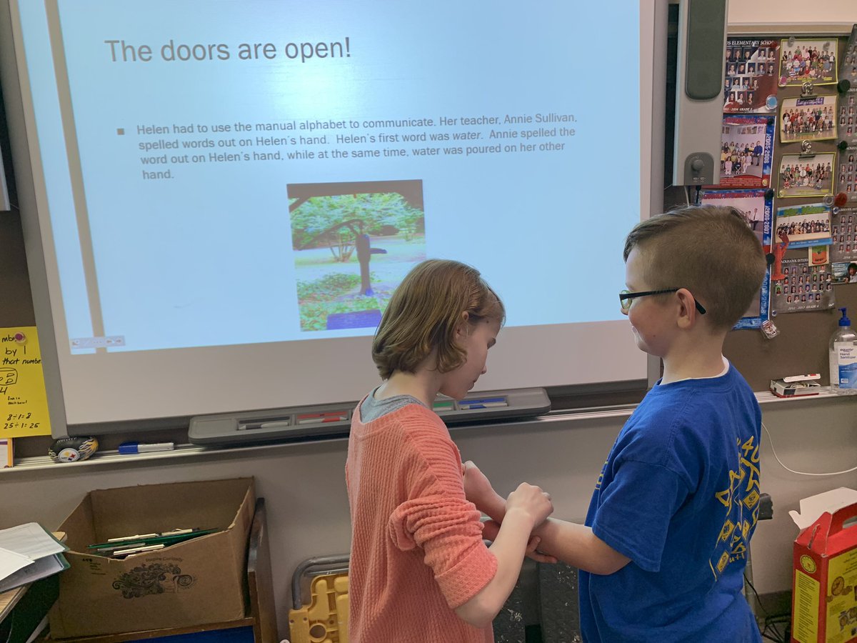 kierclass's tweet image. Did you know that Anne Sullivan taught Hellen Keller her letters by tracing them on her arm? Millie researched Hellen Keller and the Braille system. She created a power point and 2 secret messages for the class to decode. Well done Millie! #thirdatbis #ithinkbhawk