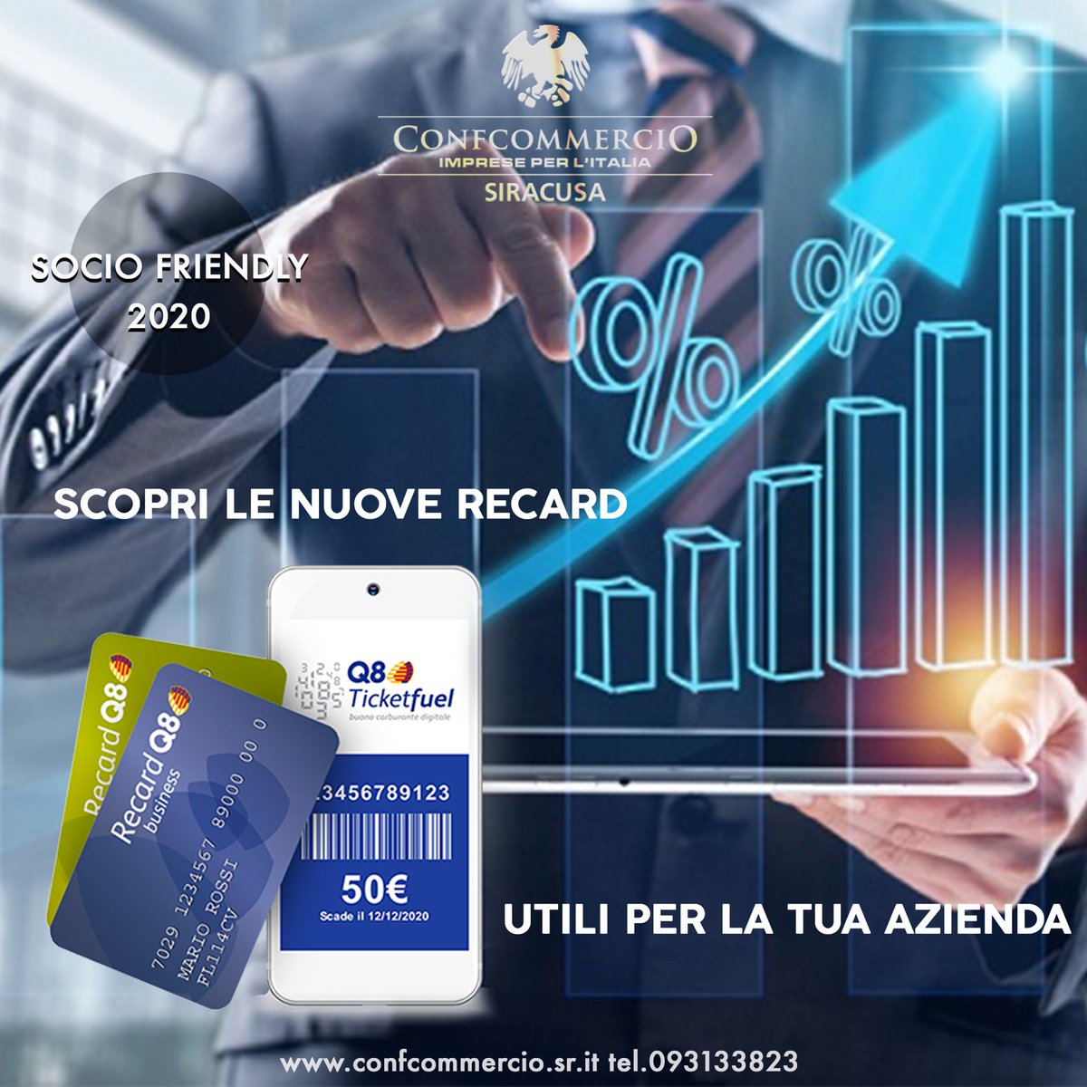 ConfcommercioSR's tweet photo. Verifica le esclusive condizioni sulle carte carburante #CartissimaQ8 e #RecardQ8 per gli Associati #Confcommercio 
🔹CartisismaQ8 è la carta carburante flessibile e sicura e ti offre una dilazione di pagamento per l’addebbito delle fatture elettroniche. https://t.co/yyhXS3o8KG