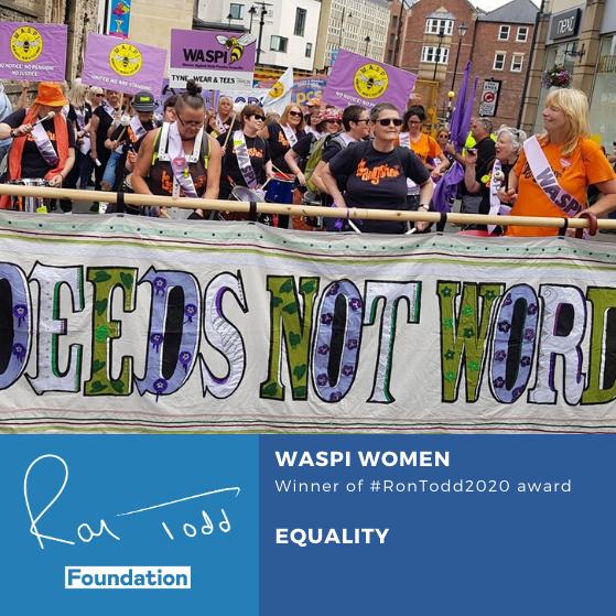 RonToddFdn's tweet photo. @WASPI_Campaign, winner of #RonToddAward for #Equality #RonTodd2020 #Lookingbacktofightforward https://t.co/d6PAZp6kx1