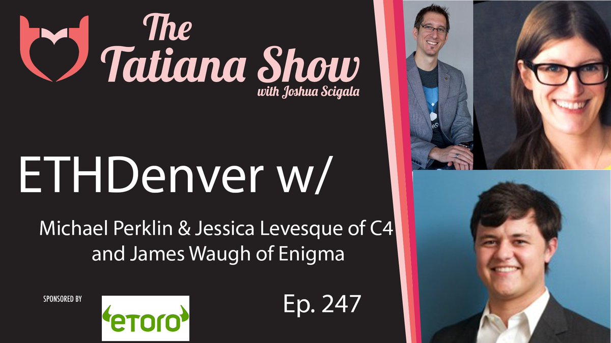 queentatiana's tweet image. Check out my episode of #theTatianaShow from @EthereumDenver. 
Had great convo with @jwaup from Rare Digital Art Festival and @EnigmaMPC and Jessica Levesque and @mperklin @_CFour_ 

bit.ly/2PGsO11
 
Thanks @eToro for sponsoring the show!

#RareAF #ETHDenver