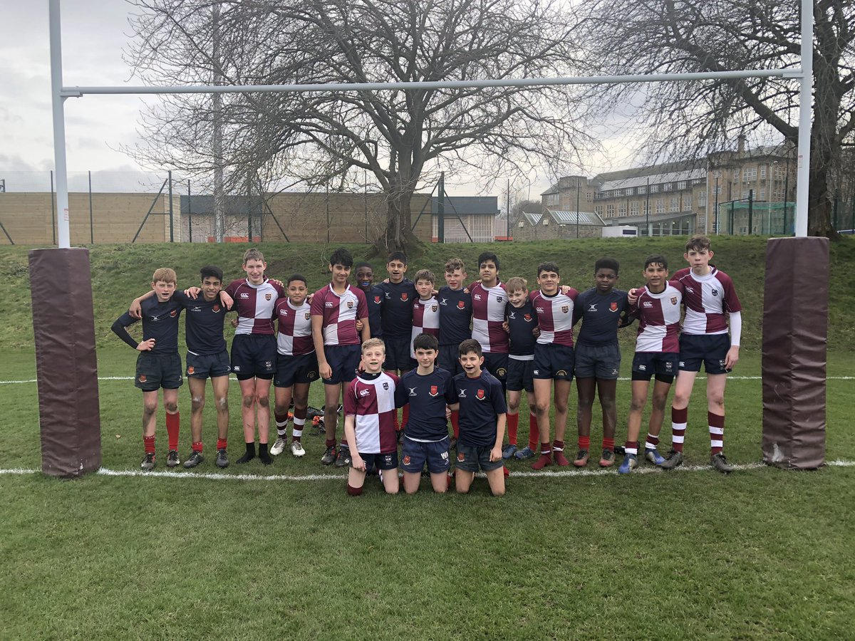 BGSRUFC's tweet photo. A superb morning of rugby with the u13 boys (+ 4 boys not on the pic who went to help hockey). Grateful thanks to @TrentSport for making the journey north and Sean for refereeing! Great to have some time on the pitches! Well done boys! @BradfordGrammar #KOIK #StayConnected https://t.co/69BKlp33yf