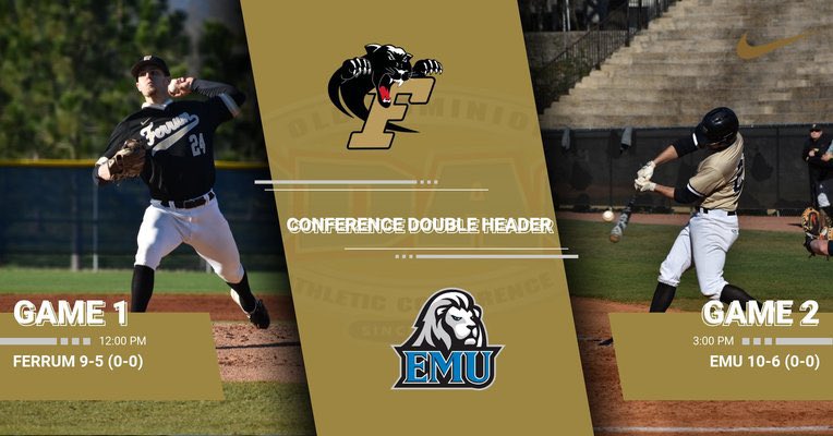 FerrumBsbll's tweet photo. Ferrum opens conference play today with a double header vs Eastern Mennonite University starting at 12:00 PM @ Panther Field! #OneGoalInMind https://t.co/qyaEhbp1Zi