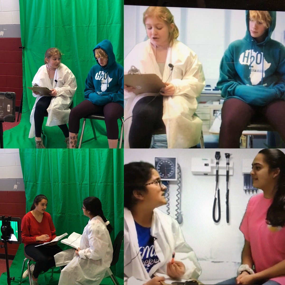 STEM7thWCMS's tweet photo. Our disease detectives creating their doctor/patient mock interview in Lesson 1.5 using our new green screens with the CEF grants we received in #STEM7 @officialWCMS #appledistinguishedschools @PLTWTennessee https://t.co/2Z50ENOZ68