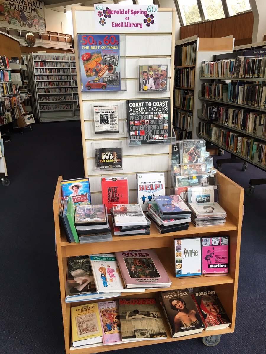 EwellLib's tweet photo. Did you know that we have a huge selection of books, movies and music from the swinging 60s available to borrow at Ewell library?
#1960s #heraldofspring #surreylibraries #ewell #books #movies #music https://t.co/dE6qoScPKy
