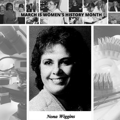 NS4Histotech's tweet photo. Today's Woman in Histology Trailblazer is Nona Wiggins, the 1996 Histo of the Year. A Charter Member, she served as Region V Director, President of the Iowa Society, Credentials Chair, Secretary of the HOD, and member of the PR Committee. #ns4histotech https://t.co/lDkkLUWiIj https://t.co/wK1SJBtvft