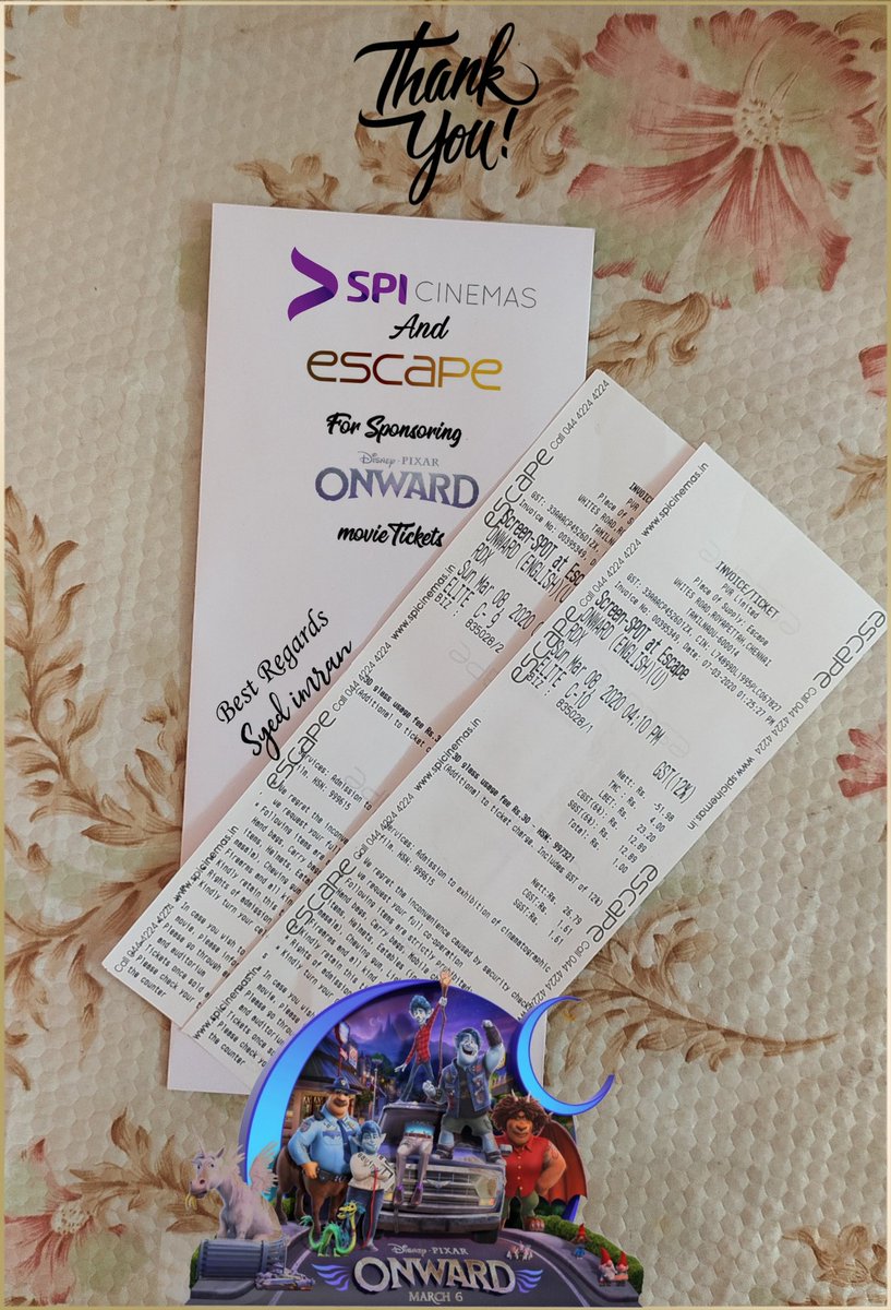 SyedAryan6's tweet photo. Thank you @SPICinemas for sponsoring onward movie tickets @DisneyOnward #OnwardPixar #Onward #Disney #spicinemas #escape #spicontest #onwardcontest https://t.co/ywrAz1lXpV