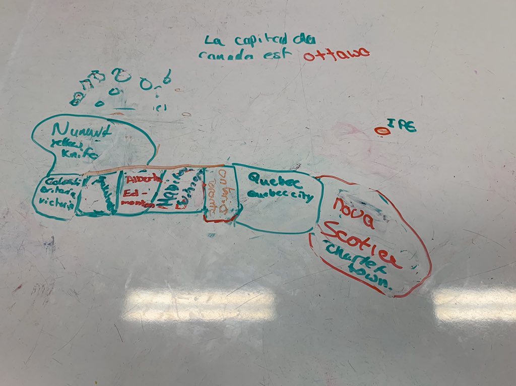 Mme_Pilon's tweet photo. As we are exploring Canadian History and the changes the map of Canada has underwent, students were challenged to create the map of Canada in their table groups labelling all provinces, capitals, territories and oceans @alcdsb_mich #ALCDSB #alcdsbfsl https://t.co/mRNSmvwRgY