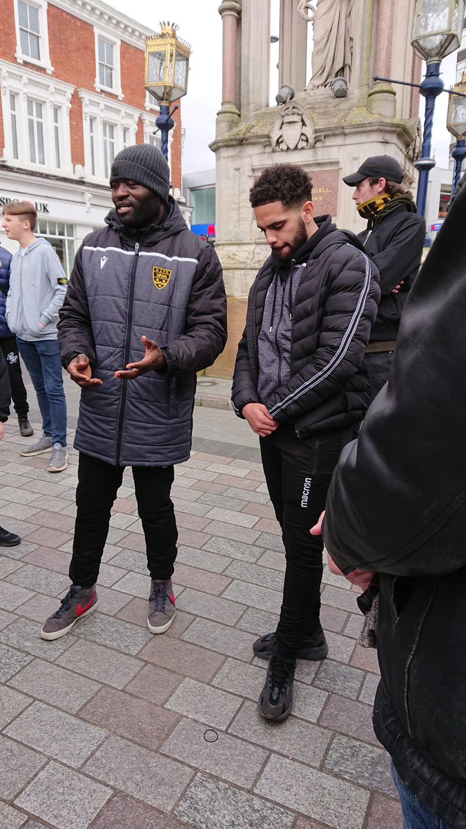 <a href="/georgeelokobi/">George Elokobi</a> <a href="/noahchesmain/">33</a> welcoming fans at the start of walking the last mile <a href="/maidstoneunited/">Maidstone United</a>