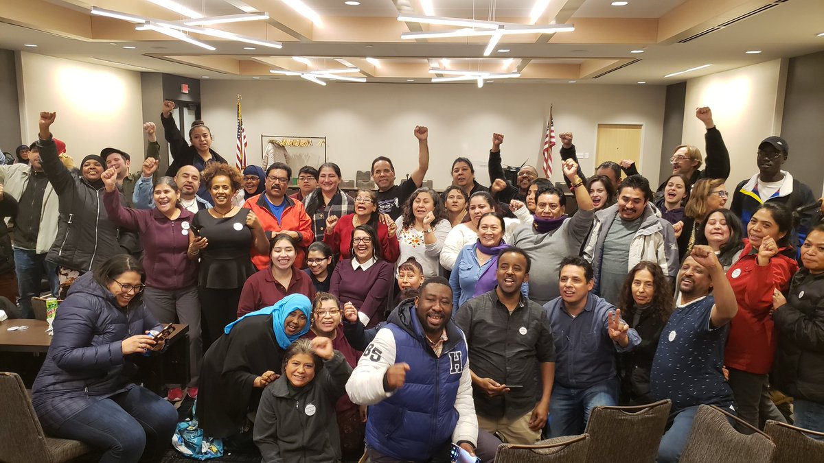 What does a group of janitors look like after they reach an amazing tentative agreement at 7am after 22 hours straight of bargaining? 

This! 👇🏾
