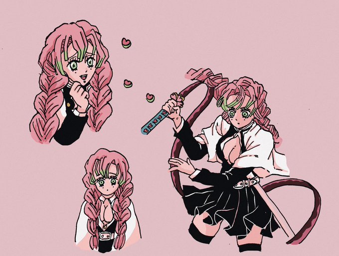 ね むさんがTwitterに投稿した甘露寺蜜璃(鬼滅の刃)のイラスト。